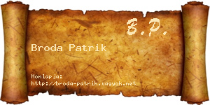 Broda Patrik névjegykártya